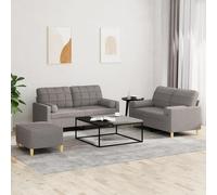 Prolenta Premium - Ensemble De Canapés 3 Pcs Avec Coussins Taupe Tissu Taupe