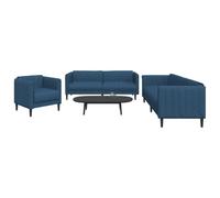 Prolenta Premium - Ensemble De Canapés 3 Pcs Bleu Tissu Bleu
