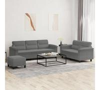 Prolenta Premium - Ensemble De Canapés 3 Pcs Coussins Gris Foncé Tissu Microfibre Gris
