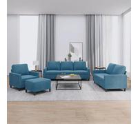 Prolenta Premium - Ensemble De Canapés 4 Pcs Avec Coussins Bleu Velours Bleu