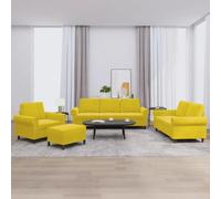 Prolenta Premium - Ensemble De Canapés 4 Pcs Avec Coussins Jaune Velours Jaune