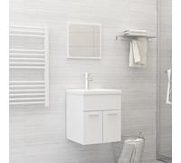 Prolenta Premium - Ensemble de meubles de salle de bain 2 pièces blanc en bois composite