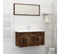 Prolenta Premium - Ensemble de meubles de salle de bain 2 pièces en bois composite chêne fumé