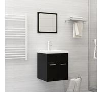 Prolenta Premium - Ensemble de meubles de salle de bain 2 pièces noir en bois composite