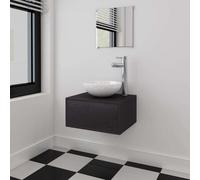 Prolenta Premium - Ensemble de meubles de salle de bain 3 pièces avec lavabo noir