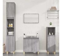 Prolenta Premium - Ensemble de meubles de salle de bain 3 pièces Gris Sonoma Bois composite