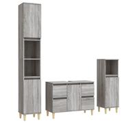 Prolenta Premium - Ensemble de meubles de salle de bain 3 pièces Gris Sonoma Bois composite
