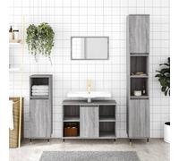 Prolenta Premium - Ensemble de meubles de salle de bain 3 pièces Gris Sonoma Bois composite