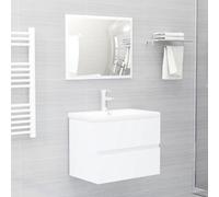 Prolenta Premium - Ensemble de meubles de salle de bain blanc en bois composite