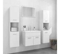 Prolenta Premium - Ensemble de meubles de salle de bain blanc en bois composite