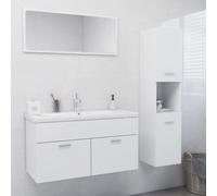 Prolenta Premium - Ensemble de meubles de salle de bain blanc en bois composite