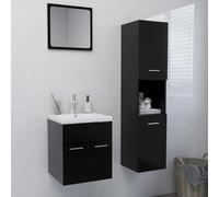 Prolenta Premium - Ensemble de meubles de salle de bain noir en bois composite