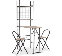 Prolenta Premium - Ensemble de repas pliable 3 pièces avec rangement MDF et acier