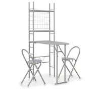 Prolenta Premium Ensemble de salle à manger pliable 3 pièces avec rangement MDF et acier Gris
