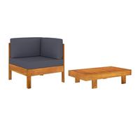 Prolenta Premium - Ensemble de salon de jardin 2 pièces avec coussins gris foncé en bois d'acacia