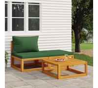 Prolenta Premium - Ensemble de salon de jardin 3 pièces avec coussins en bois massif d'acacia