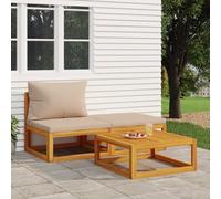 Prolenta Premium - Ensemble de salon de jardin 3 pièces avec coussins en bois massif d'acacia