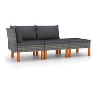 Prolenta Premium - Ensemble de salon de jardin 3 pièces poly rotin et eucalyptus massif