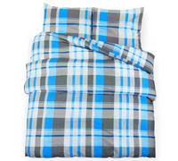 Prolenta Premium - Ensemble linge de lit bleu et gris 220x240 cm coton