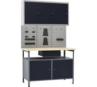 Prolenta Premium - Établi avec 3 panneaux à outils et 1 armoire murale