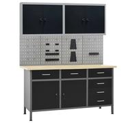 Prolenta Premium - Établi avec 4 panneaux à outils et 2 armoires murales