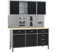 Prolenta Premium - Établi avec 4 panneaux à outils et 2 armoires murales