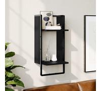 Prolenta Premium - Étagère murale avec barre noire 30x25x65 cm