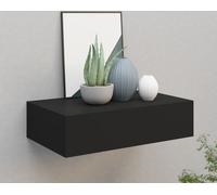 Prolenta Premium - Étagère murale avec tiroir noir 40x23,5x10 cm MDF