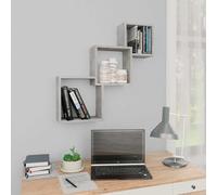 Prolenta Premium - Etagère murale cube gris béton 68x15x68 cm bois composite
