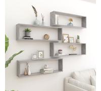 Prolenta Premium - Etagères à cubes 4 pcs. Gris béton 100x15x30 cm Bois composite