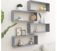 Prolenta Premium - Etagères à cubes 4 pcs. Gris béton 60x15x23 cm Bois composite