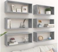 Prolenta Premium - Etagères à cubes 6 pcs. Gris béton 60x15x23 cm Bois composite