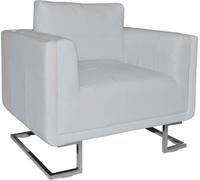 Prolenta Premium - Fauteuil cube avec pieds chromés blanc similicuir