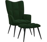 Prolenta Premium - Fauteuil relax avec pouf Vert foncé velours