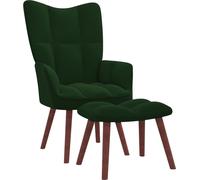 Prolenta Premium - Fauteuil relax avec pouf Vert foncé velours