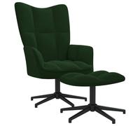 Prolenta Premium - Fauteuil relax avec pouf Vert foncé velours