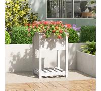 Prolenta Premium - Jardinière Avec Étagère Blanc 54x54x81 Cm Bois Massif De Pin Blanc