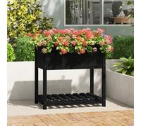Prolenta Premium - Jardinière Avec Étagère Noir 82,5x54x81 Cm Bois Massif De Pin Noir