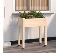 Prolenta Premium - Jardinière Sur Roues Avec Doublure 71x37x80 Cm Bois De Sapin Marron