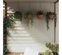 Prolenta Premium - Jardinières Suspendues 4 Pcs Avec Doublure Coco Noir Ø 35x52 Cm Noir