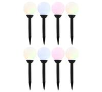 Prolenta Premium - Lampes Solaires Sphériques Led De Jardin 8 Pcs 15 Cm Rvb Blanc