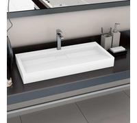 Prolenta Premium - Lavabo 100 x 46 x 11 cm fonte minérale/marbre blanc