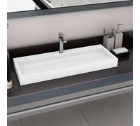 Prolenta Premium - Lavabo 120 x 46 x 11 cm fonte minérale/marbre blanc