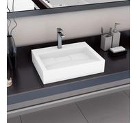 Prolenta Premium - Lavabo 60 x 38 x 11 cm fonte minérale/fonte de marbre blanc