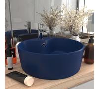 Prolenta Premium - Lavabo de luxe avec trop-plein Bleu foncé mat 36x13 cm Céramique