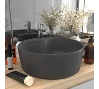 Prolenta Premium - lavabo de luxe avec trop-plein gris foncé mat 36x13 cm céramique