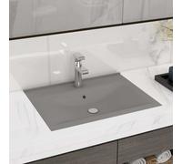 Prolenta Premium lavabo de luxe avec trou de robinetterie gris clair mat 60x46 cm céramique