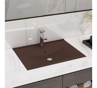 Prolenta Premium - lavabo de luxe avec trou de robinetterie mat-brun foncé 60x46cm céramique
