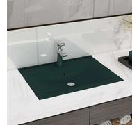 Prolenta Premium - lavabo de luxe avec trou pour robinetterie vert foncé mat 60x46 cm céramique