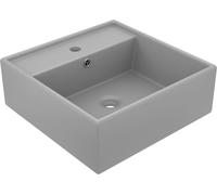 Prolenta Premium Lavabo de luxe Débordement Carré Mat Gris clair 41x41 cm